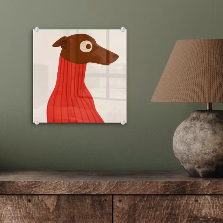 Silhouet - Hond - Trui - Rood plexiglas 5mm klein -sfeer3