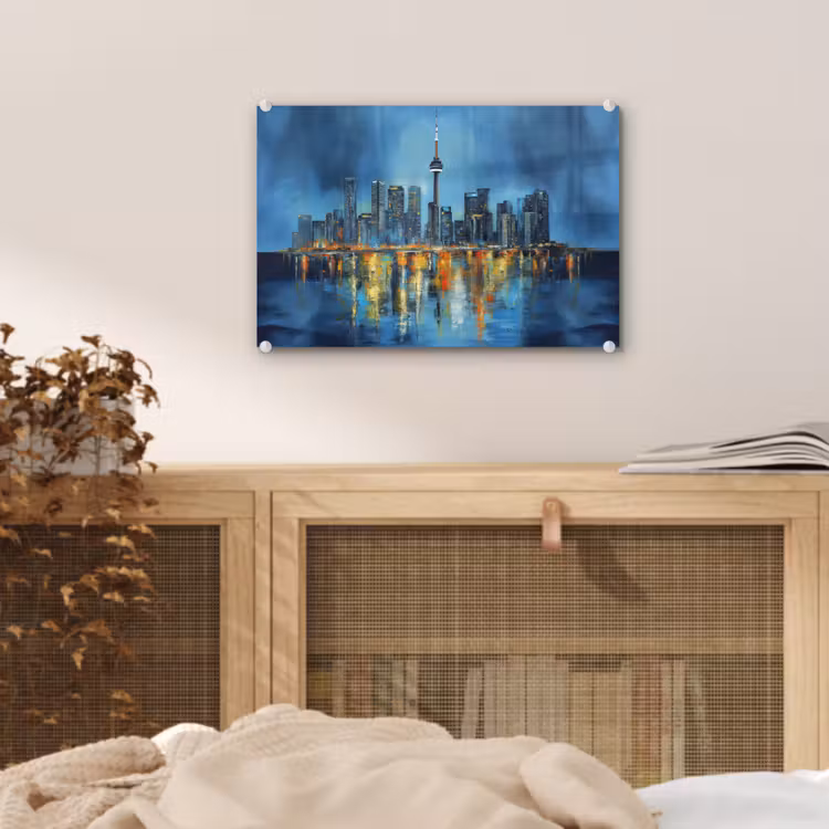 Skyline Toronto - Water - Stadslichten - Toren plexiglas 5mm klein -sfeer3