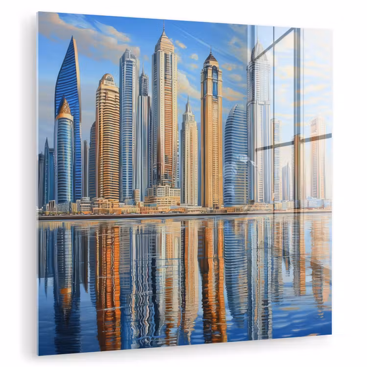 Skyline - Wolkenkrabbers - Water - Blauw plexiglas 5mm klein -zzzproduct_nieuw