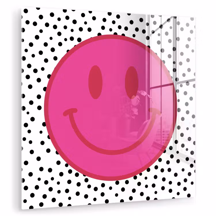 Smiley - Roze - Stippen plexiglas 5mm klein -zzzproduct_nieuw