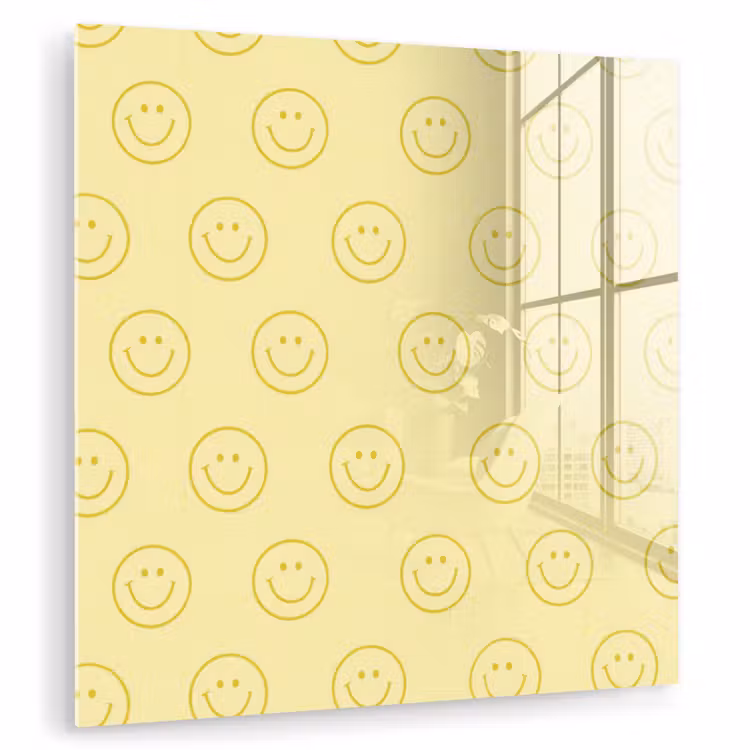 Smileys - Patroon - Retro - Zachtgeel plexiglas 5mm klein 11 -zzzproduct_nieuw