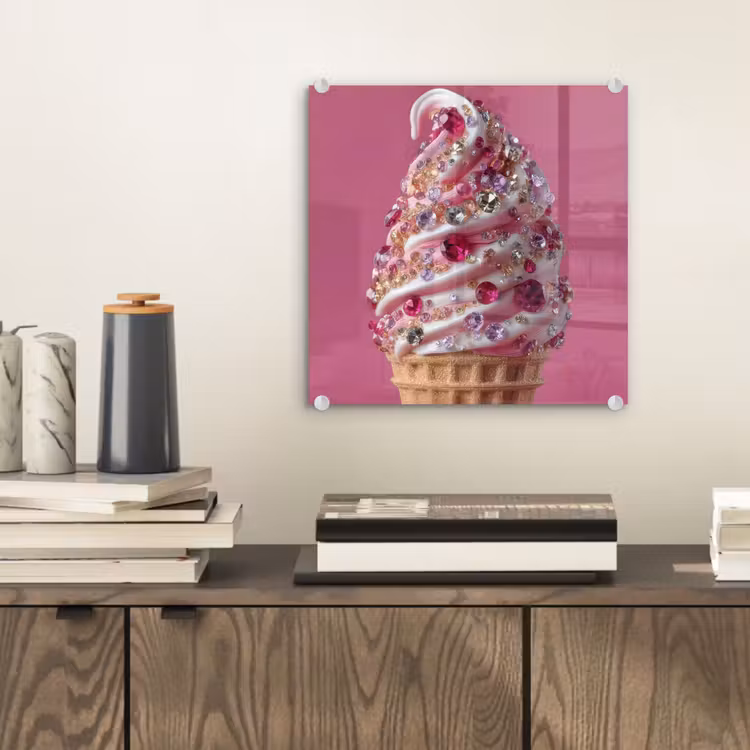 Softijs - Edelstenen - Roze - Hoorntje plexiglas 5mm klein -sfeer1