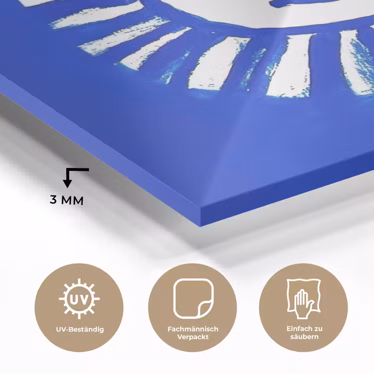 Zon - Gezicht - Penseelstructuur - Blauw plexiglas 5mm klein -wsfeer2_DE