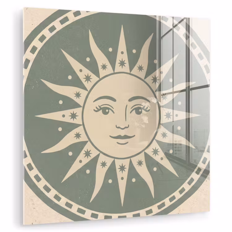 Zon - Sterren - Astrologie - Vintage - Groen plexiglas 5mm klein -zzzproduct_nieuw