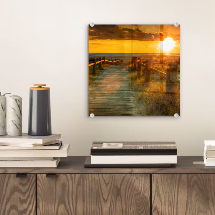 Zon - Strand - Duin - Horizon - Gras - Pad - Oranje plexiglas 5mm klein -sfeer1