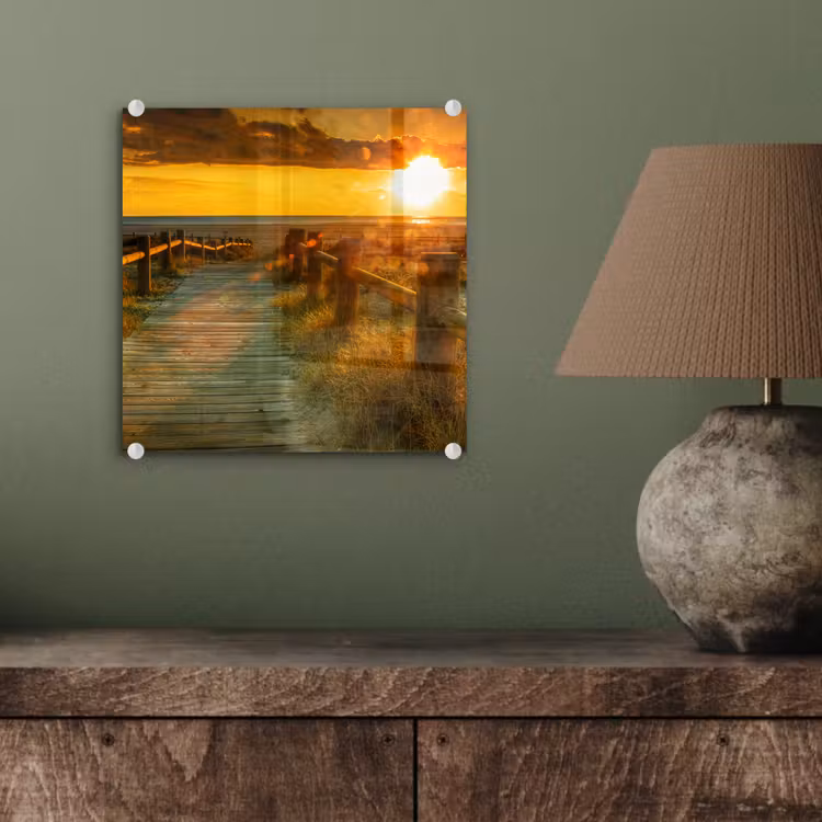 Zon - Strand - Duin - Horizon - Gras - Pad - Oranje plexiglas 5mm klein -sfeer3