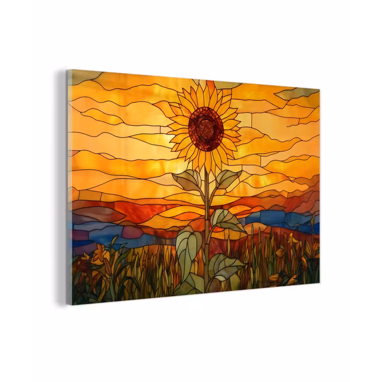 Zonnebloem - Mozaïek - Zonsondergang - Geel plexiglas 5mm klein -zzzproduct_nieuw