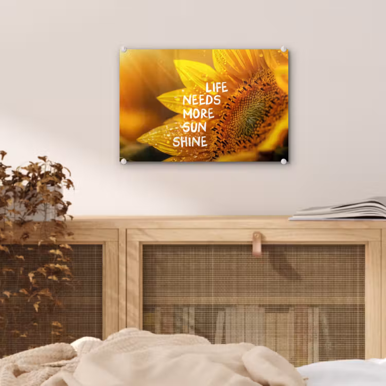 Zonnebloem - Close up - Geel - Quote plexiglas 5mm klein -sfeer3