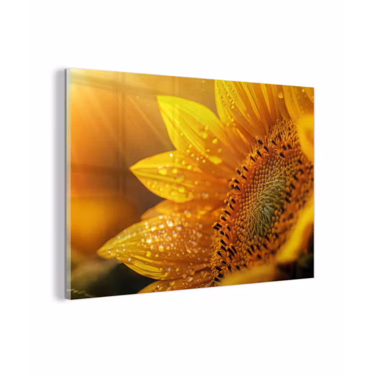 Zonnebloem - Dauwdruppels - Geel - Zonlicht plexiglas 5mm klein -zzzproduct_nieuw