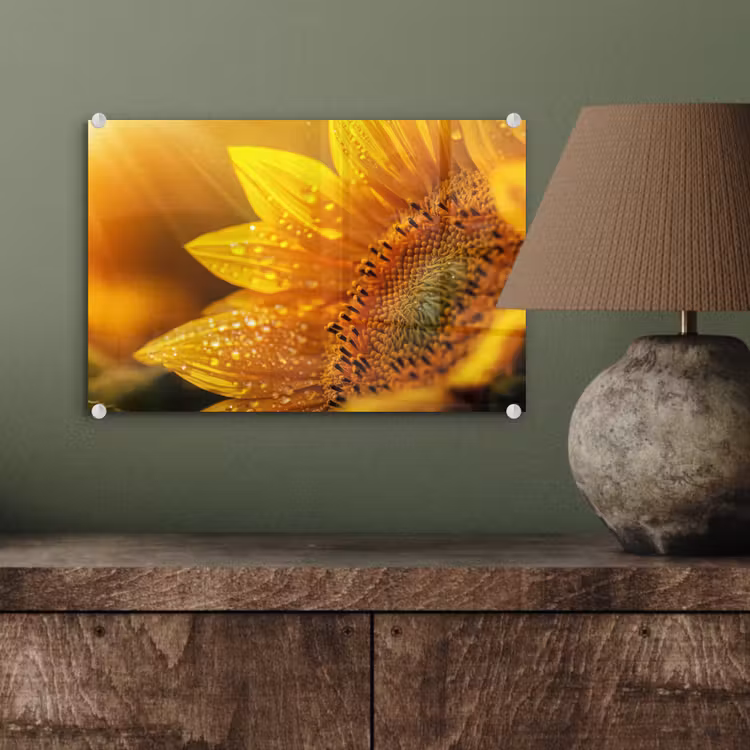 Zonnebloem - Dauwdruppels - Geel - Zonlicht plexiglas 5mm klein -wsfeer2_DE