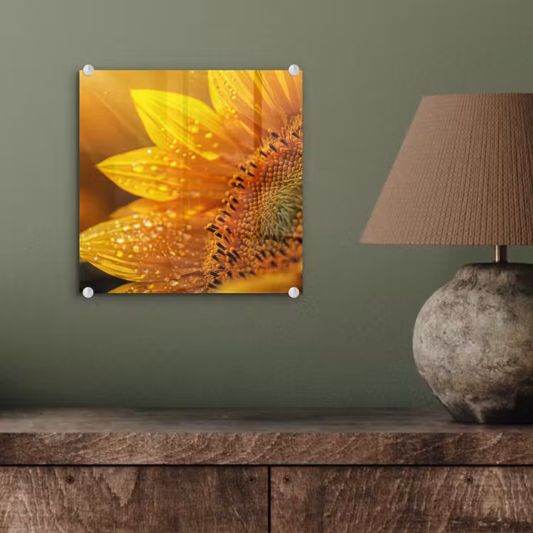 Zonnebloem - Dauwdruppels - Geel - Zonlicht plexiglas 5mm klein -sfeer3