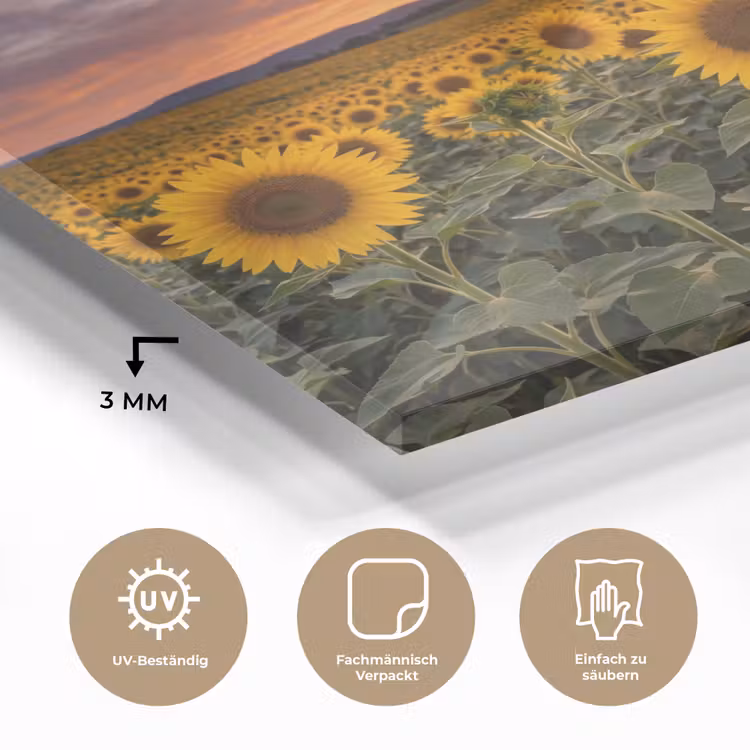 Zonnebloemen - Heuvellandschap - Geel plexiglas 5mm klein -wsfeer2_DE