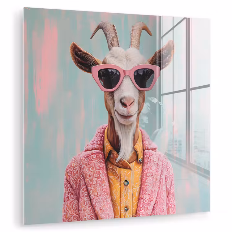 Zonnebril - Roze - Geit - Horen plexiglas 5mm klein -zzzproduct_nieuw