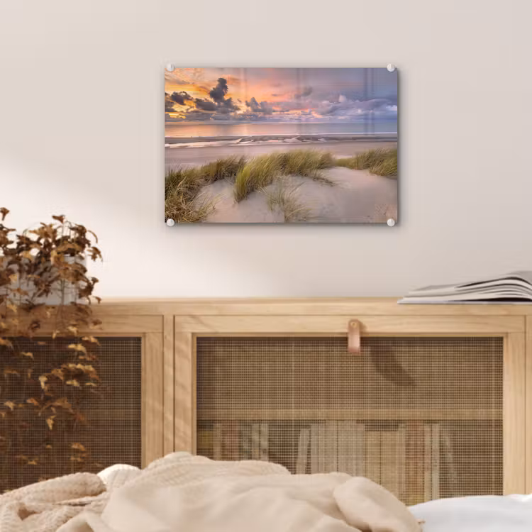 Zonsondergang - Duin - Strand - Planten - Zee plexiglas 5mm klein -sfeer3