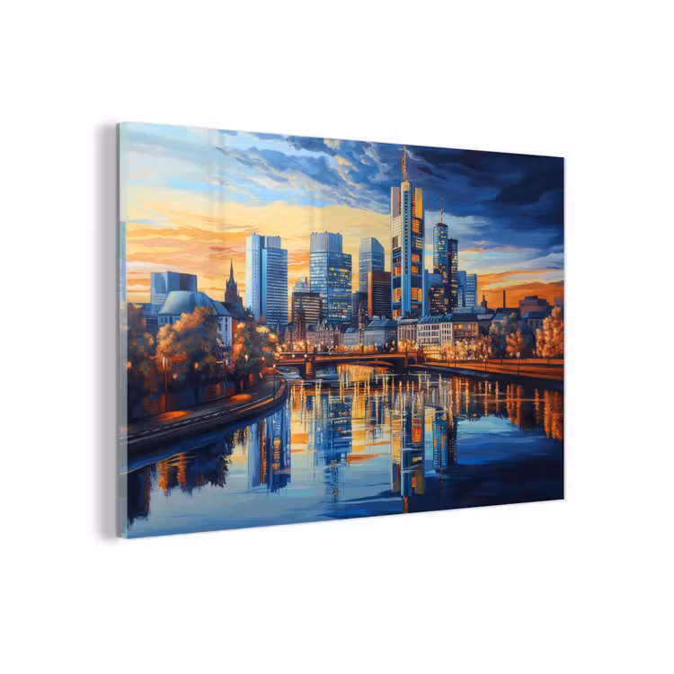 Zonsondergang Frankfurt - Stad - Skyline - Water plexiglas 5mm klein -zzzproduct_nieuw