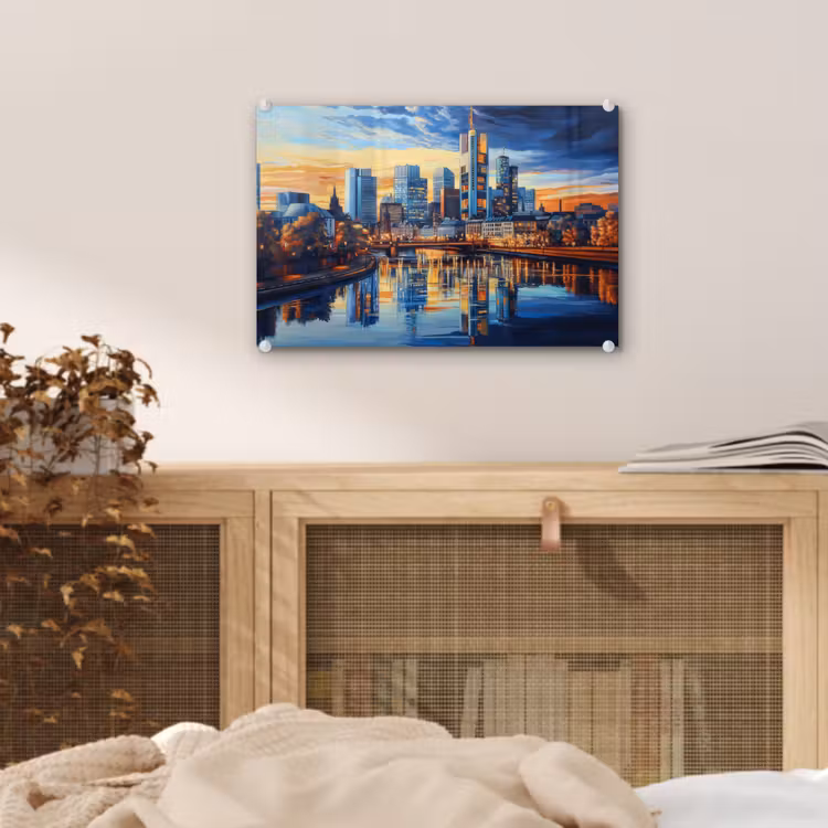 Zonsondergang Frankfurt - Stad - Skyline - Water plexiglas 5mm klein -sfeer3