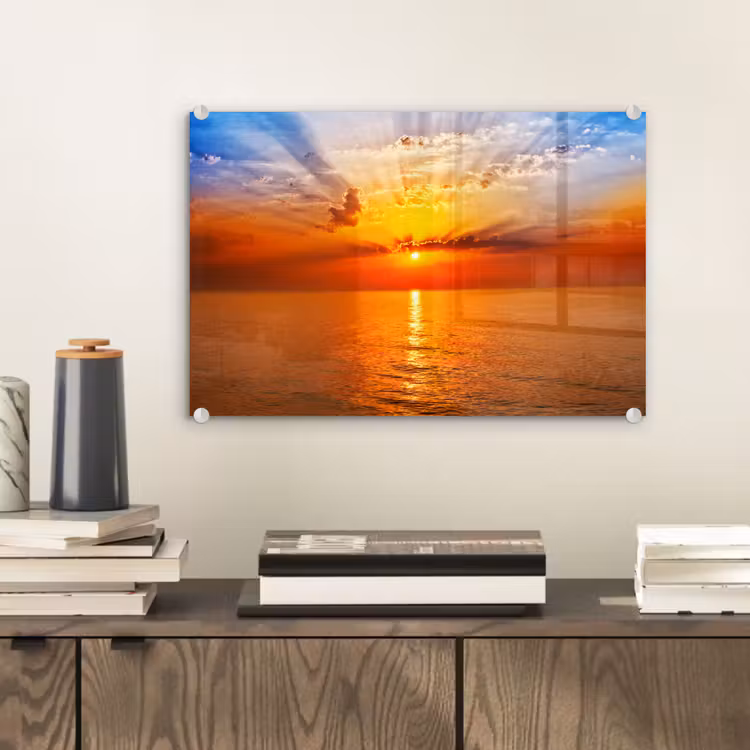 Zonsondergang - Zee - Lucht - Oranje - Horizon - Water plexiglas 5mm klein -sfeer1