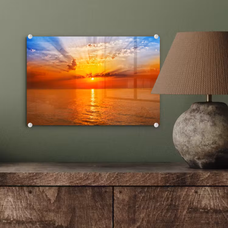Zonsondergang - Zee - Lucht - Oranje - Horizon - Water plexiglas 5mm klein -wsfeer2_DE