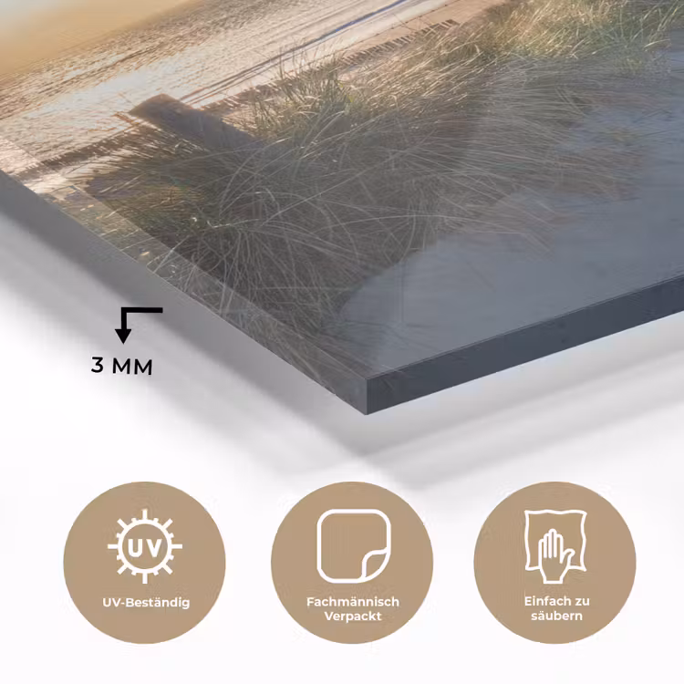 Zonsondergang - Strand - Duin - Gras - Bank plexiglas 5mm klein -wsfeer2_DE