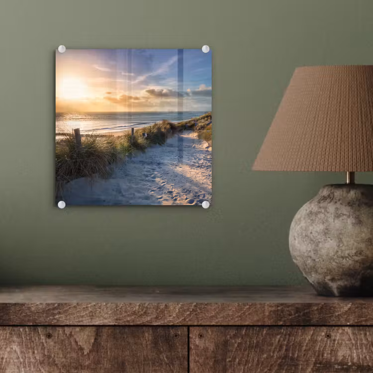 Zonsondergang - Strand - Duin - Gras - Bank plexiglas 5mm klein -sfeer3