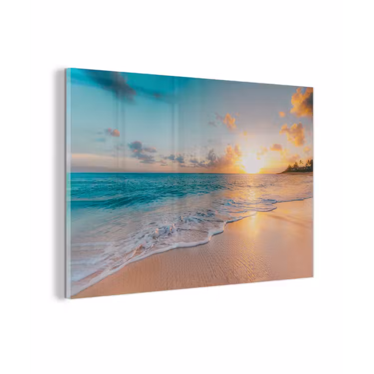 Zonsondergang - Strand - Zee - Zomer - Blauw plexiglas 5mm klein -zzzproduct_nieuw