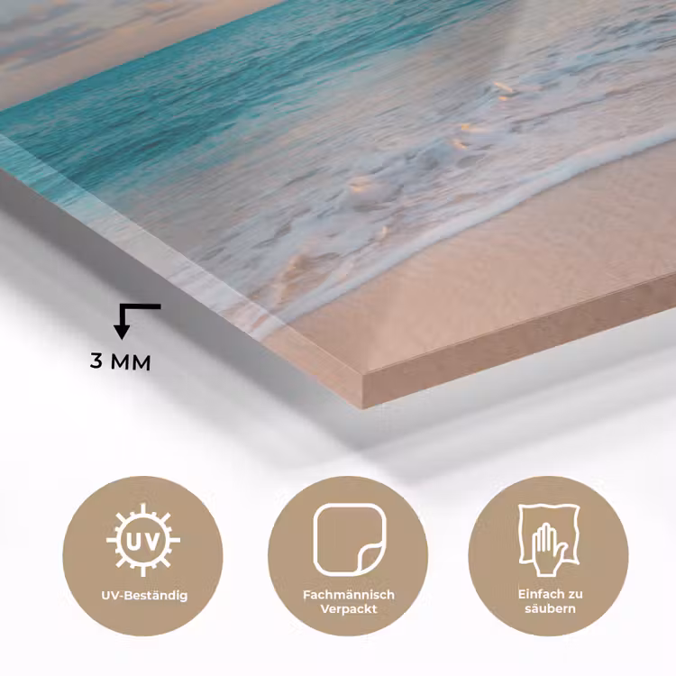 Zonsondergang - Strand - Zee - Zomer - Blauw plexiglas 5mm klein -wsfeer2_DE