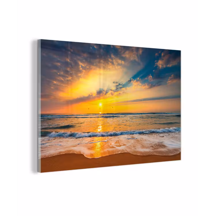 Zonsondergang - Strand - Zee - Wolken - Oranje plexiglas 5mm klein -zzzproduct_nieuw