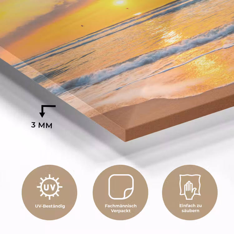 Zonsondergang - Strand - Zee - Wolken - Oranje plexiglas 5mm klein -wsfeer2_DE