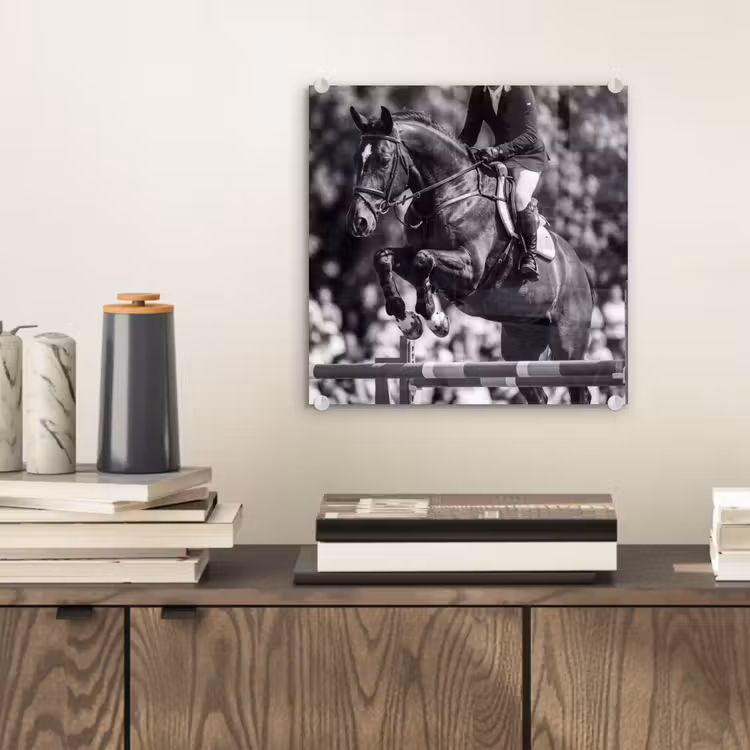Springen - Paard - Zwart - Wit plexiglas 5mm klein -sfeer1