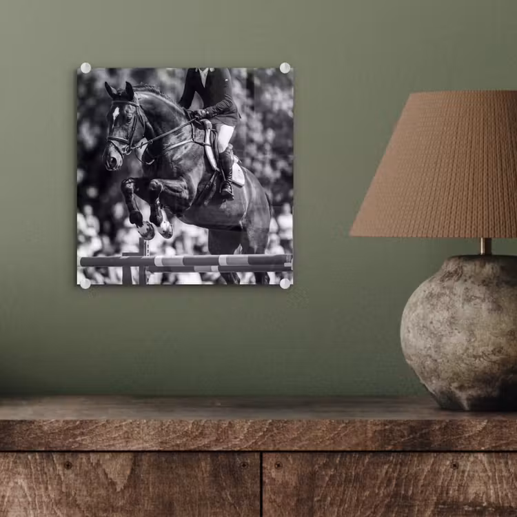 Springen - Paard - Zwart - Wit plexiglas 5mm klein -sfeer3