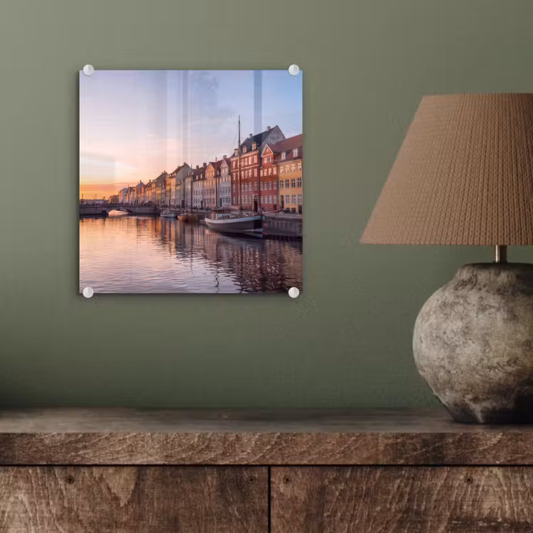 Glasbild - Stadt – Kanal – Sonnenuntergang – Klassisch – Farbenfroh - Stad - Gracht - Zonsondergang - Klassiek - Kleurrijk plexiglas 5mm klein