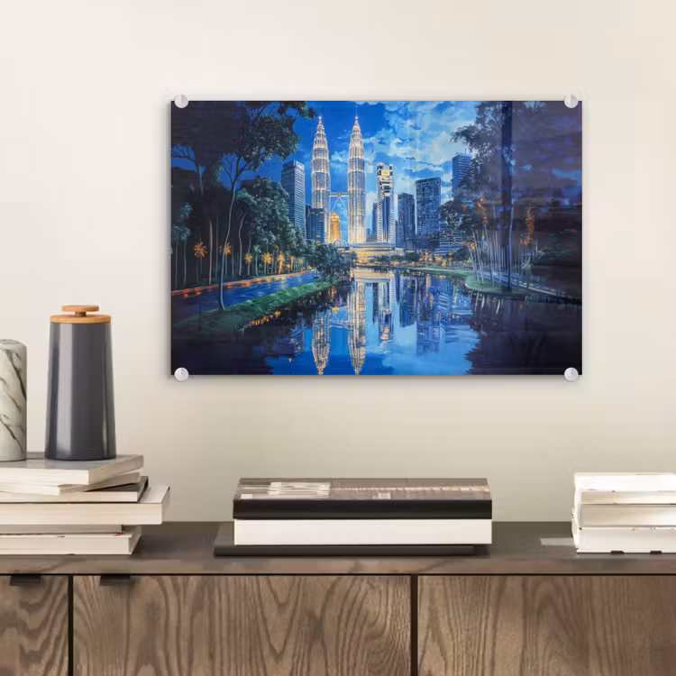Stad Kuala Lumpur - Skyline - Wolkenkrabbers - Water plexiglas 5mm klein -sfeer1