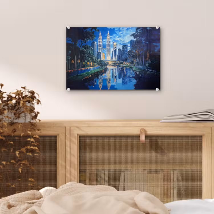 Stad Kuala Lumpur - Skyline - Wolkenkrabbers - Water plexiglas 5mm klein -sfeer3