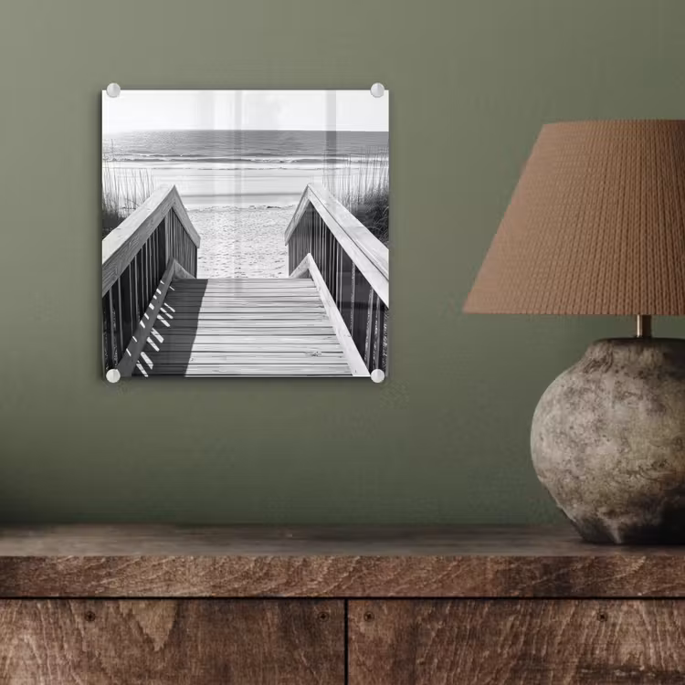 Loopbrug - Hout - Strand - Zee plexiglas 5mm klein -sfeer3