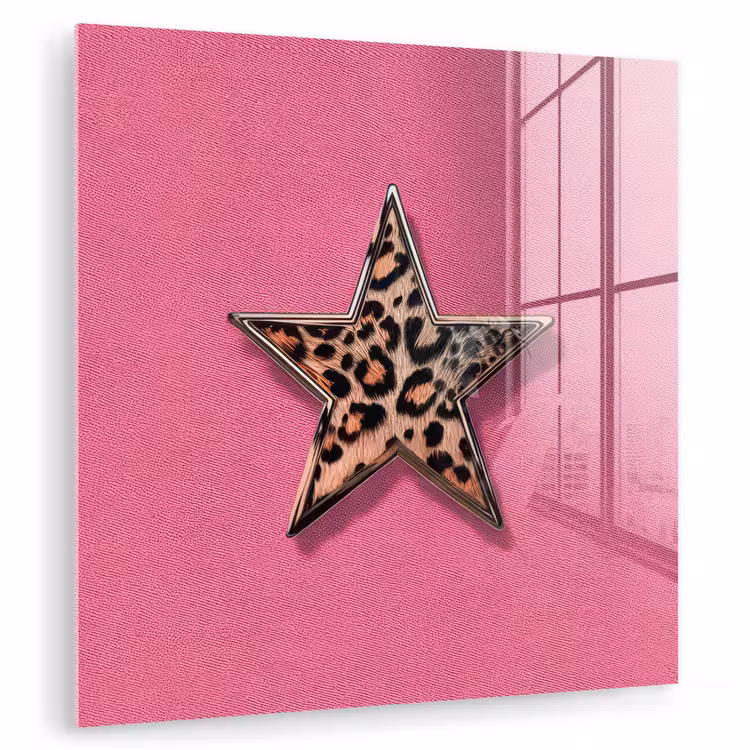 Ster - Luipaard - Print - Roze plexiglas 5mm klein -zzzproduct_nieuw