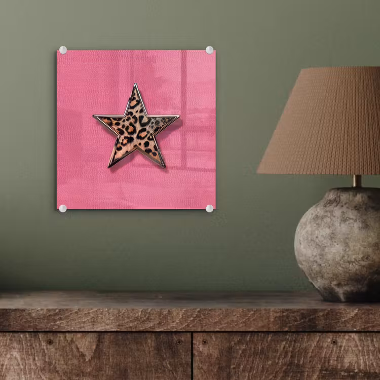 Ster - Luipaard - Print - Roze plexiglas 5mm klein -sfeer3