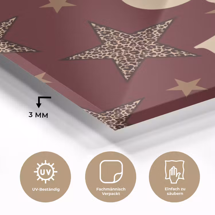 Sterren - Luipaardprint - Dream - Bordeaux plexiglas 5mm klein -wsfeer2_DE