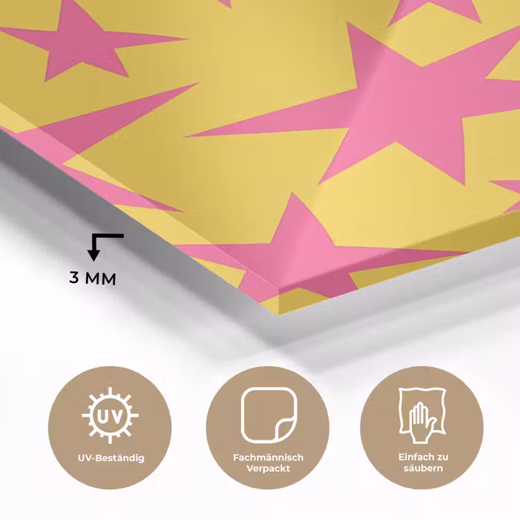 Sterren - Patroon - Roze - Geel plexiglas 5mm klein 11 -wsfeer2_DE