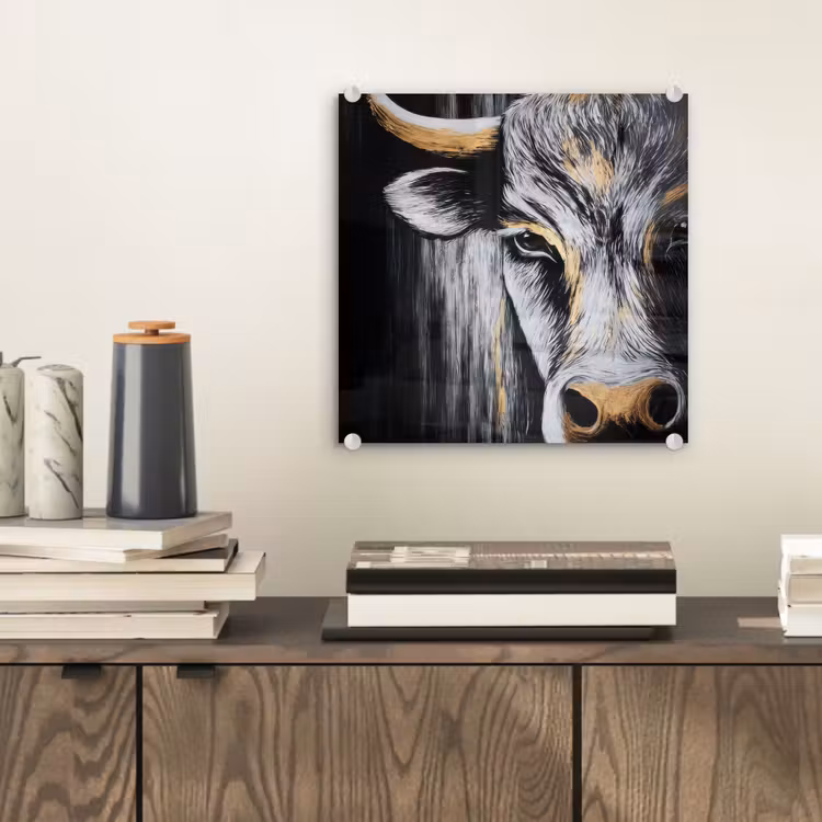 Stier - Hoorns - Snuit - Goud plexiglas 5mm klein -sfeer1