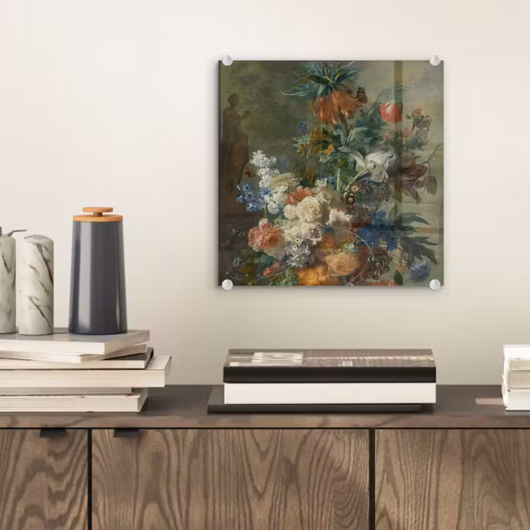 Stilleven met bloemen - Schilderij van Jan van Huysum plexiglas 5mm klein -sfeer1