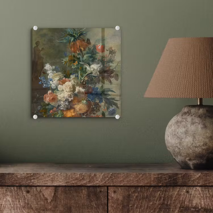 Stilleven met bloemen - Schilderij van Jan van Huysum plexiglas 5mm klein -sfeer3