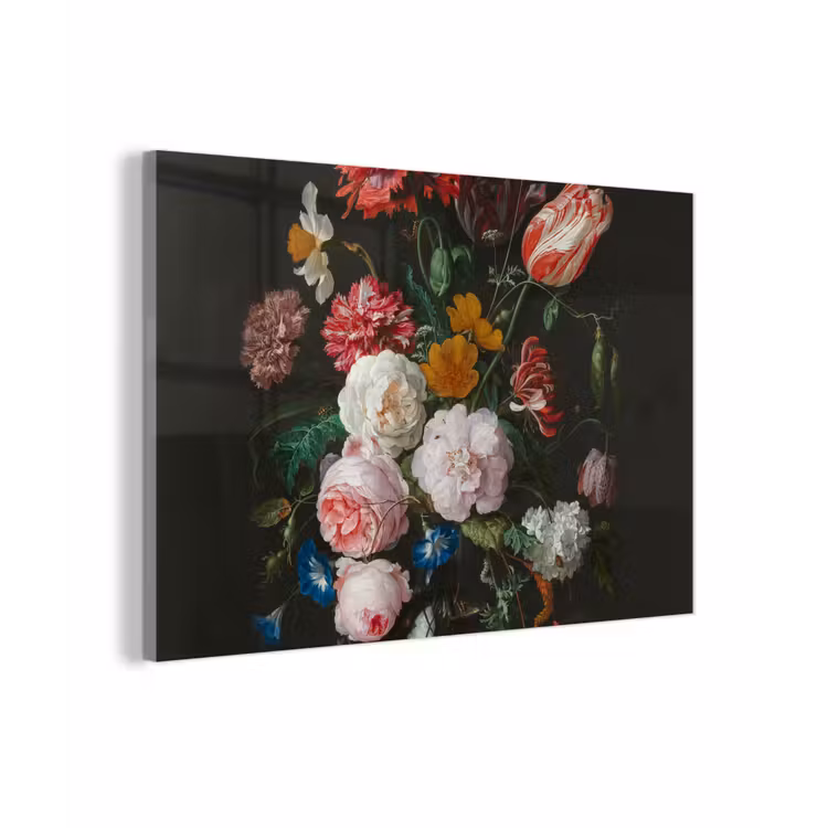 Stilleven met bloemen in een glazen vaas - Schilderij van Jan Davidsz. de Heem plexiglas 5mm klein -sfeer1