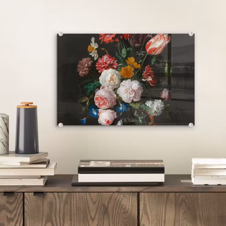 Stilleven met bloemen in een glazen vaas - Schilderij van Jan Davidsz. de Heem plexiglas 5mm klein -wsfeer2_DE
