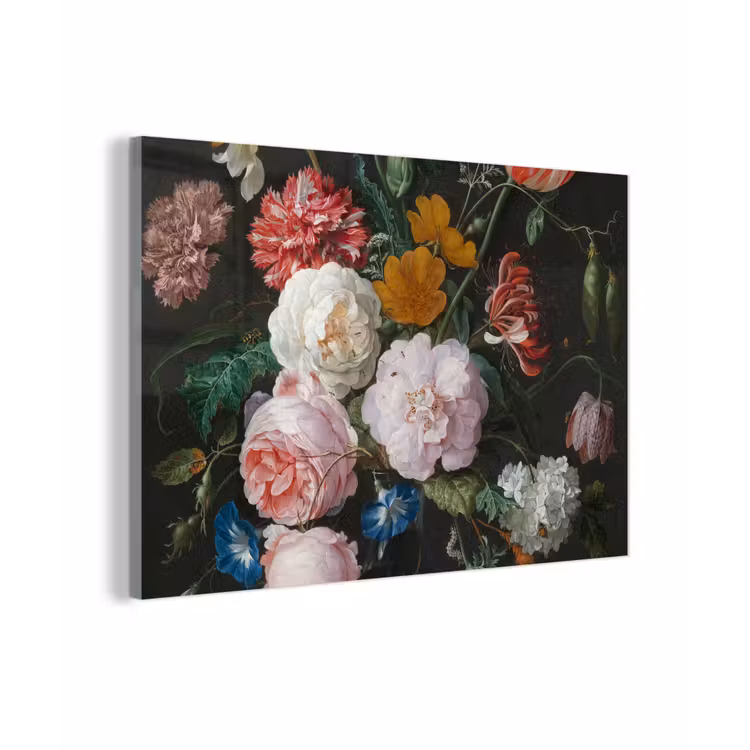 Stilleven met bloemen in een glazen vaas - Schilderij van Jan Davidsz. de Heem plexiglas 5mm klein -sfeer1