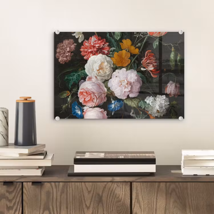 Stilleven met bloemen in een glazen vaas - Schilderij van Jan Davidsz. de Heem plexiglas 5mm klein -wsfeer2_DE