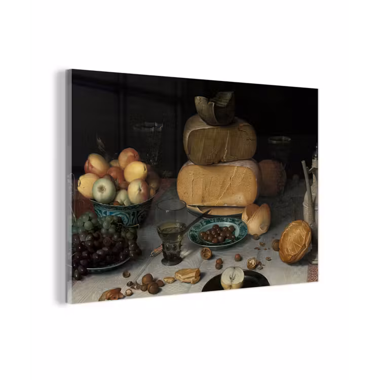 Stilleven met kazen - Schilderij van Floris Claesz. van Dijck plexiglas 5mm klein -sfeer1