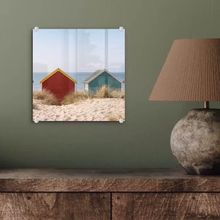 Strand - Huisjes - Kleurrijk - Duinen plexiglas 5mm klein -sfeer3