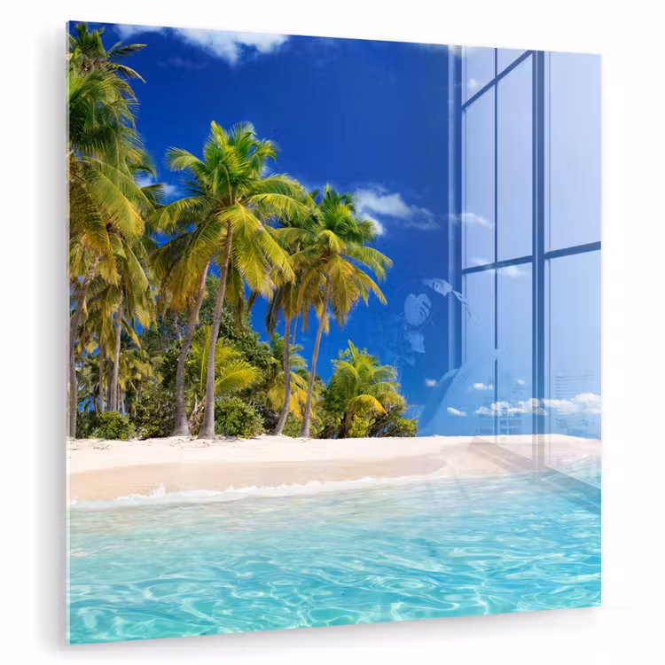 Strand - Zee - Palmboom - Zon - Zomer plexiglas 5mm klein -zzzproduct_nieuw