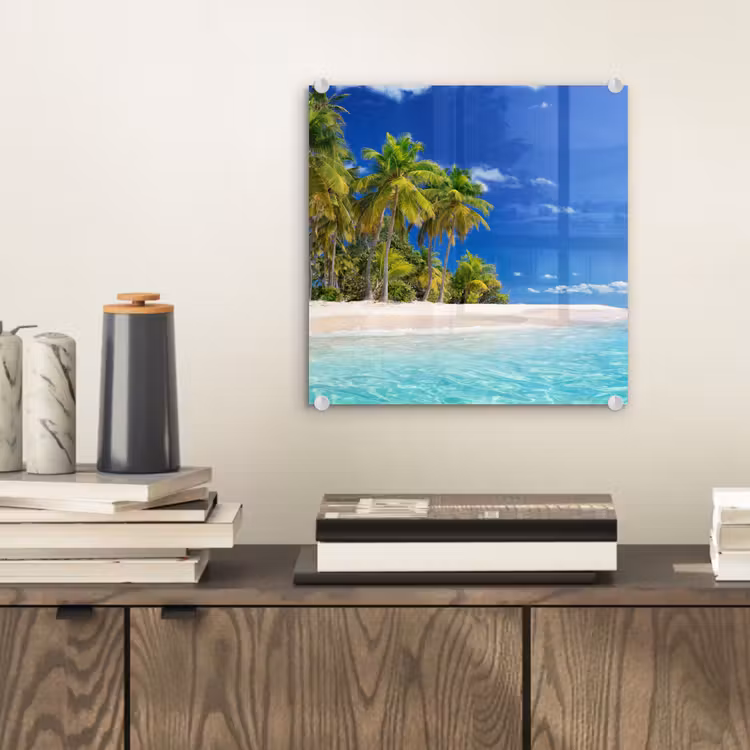 Strand - Zee - Palmboom - Zon - Zomer plexiglas 5mm klein -sfeer1