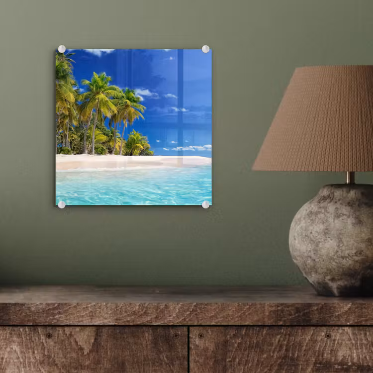Strand - Zee - Palmboom - Zon - Zomer plexiglas 5mm klein -sfeer3